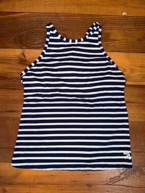 New Balance Navy/White Striped Swim Top